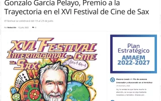 Gonzalo García Pelayo premio a la Trayectoria en el XVI Festival de Cine de Sax