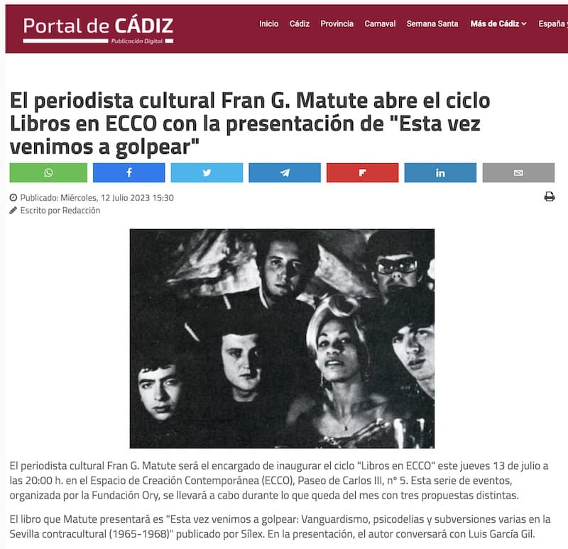 El periodista cultural Fran G. Matute en El Portal de Cádiz