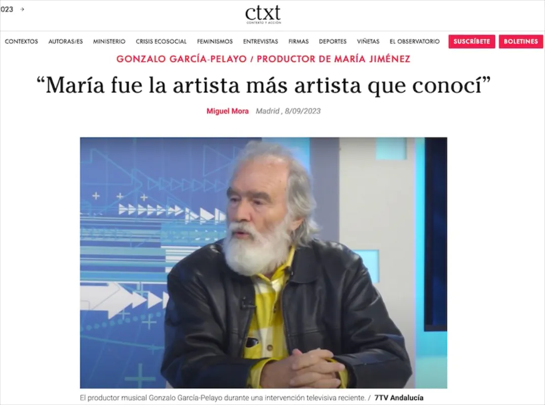 Entrevista a Gonzalo García-Pelayo sobre María Jiménez