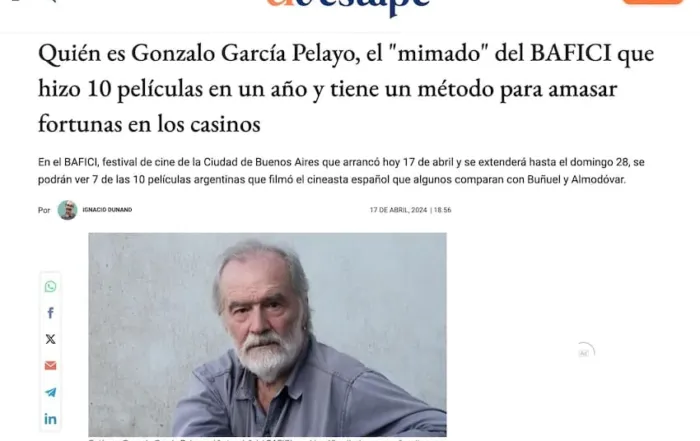 Entrevista El Destape a Gonzalo García-Pelayo BACIFI